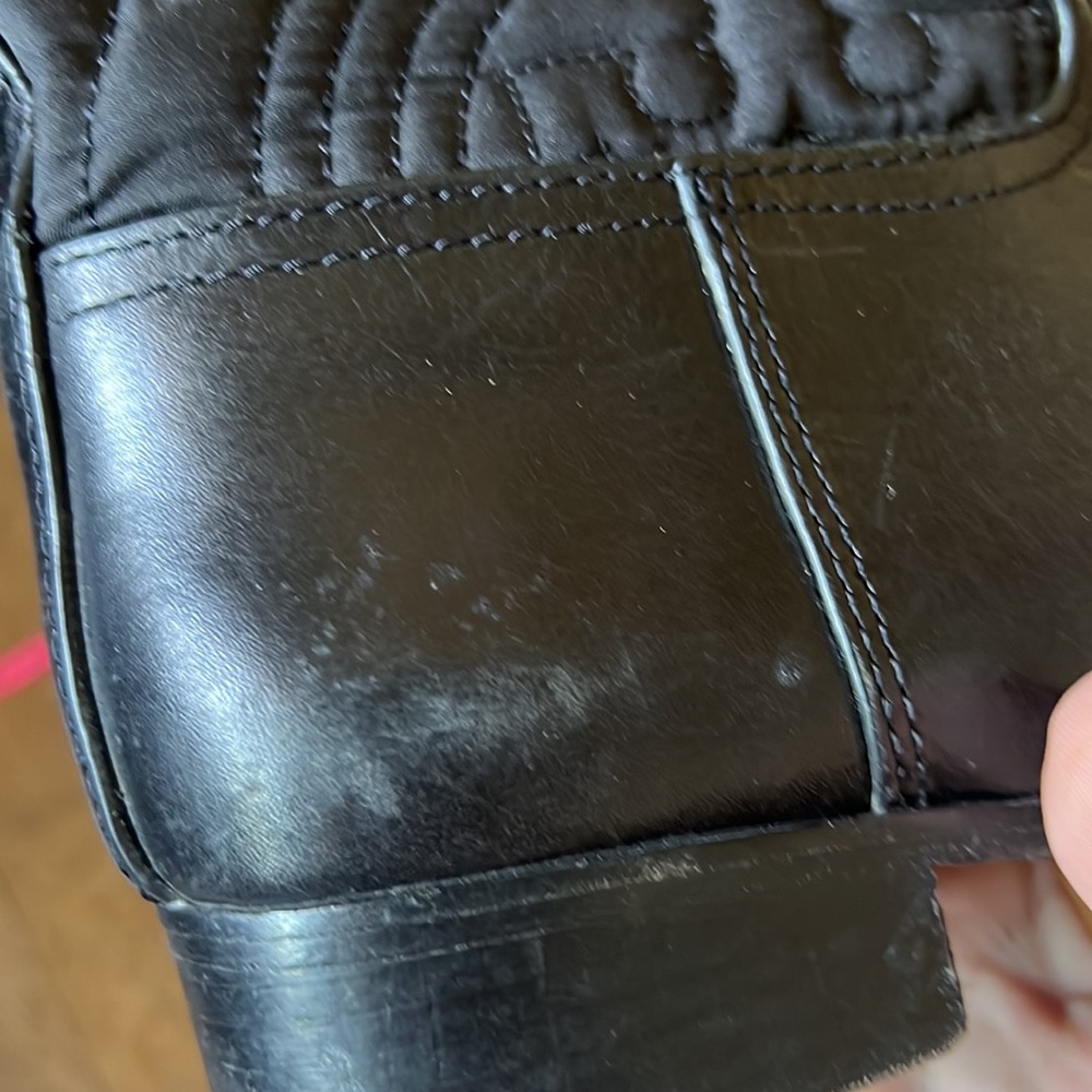TORY BURCH Knee High Quilted Logo Riding Boots - Picture 12 of 13